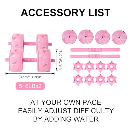 Travel Weights Water Filled Dumbbell Set of 2,6LB Hand Weights for Women at Home Gym Exercise Training - color: Starfish Shell