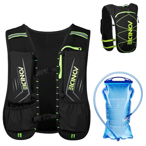 Azarxis Hydration Running Vest Backpack Pack 5L 5.5L for Women and Men Jogging Trail Race Marathon Cycling Hiking - color: #3 Black (5L) - with a Water Bladder (1.5L)