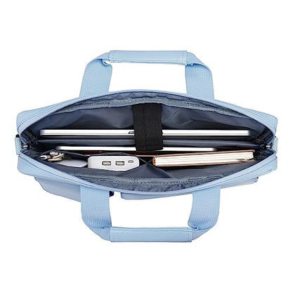 MOSISO Laptop Shoulder Bag 15.6 inch, 15-15.6 inch Computer Bag Compatible with MacBook Pro 16 inch, HP, Dell, Lenovo, Notebook with 2 Raised&1 Flapover&1 Horizontal Pocket&Handle&Belt, Airy Blue - color: Airy Blue, size: 16 inch