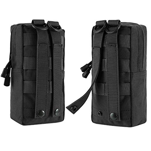 FRTKK 2 Pack Molle Pouches - Tactical Compact Water-Resistant EDC Pouch Bag Small Utility Pouch - color: 2 Pack-Black 3