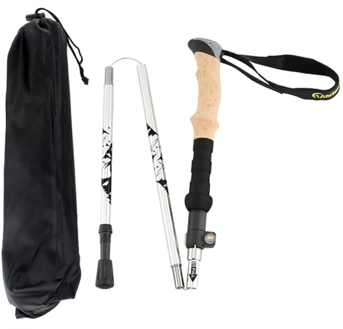 A ALAFEN Aluminum Collapsible Ultralight Travel Trekking Hiking Pole for Men and Women (Fits 5'3" - 6'2") - color: Silver