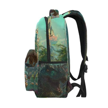 susiyo Custom Name Backpack Personalized School Bookbag Jungle Dinosaur Lightweight College Back Pack Travel Camping Casual Daypack for Teens Girls Boys Women Men - color: Custom Dinosaur