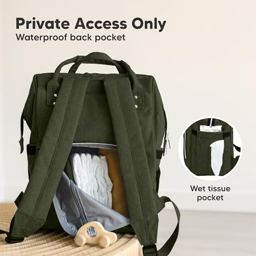 KeaBabies Baby Diaper Bag Backpack - Large Baby Bag for Boys, Girls, Waterproof Multi Function Travel Diaper Backpack with Changing Pad, Durable Travel Essentials for Moms and Dads (Dark Olive) - color: Dark Olive
