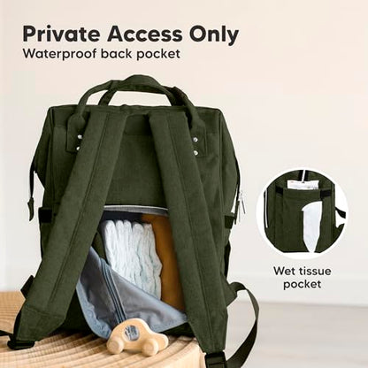 KeaBabies Baby Diaper Bag Backpack - Large Baby Bag for Boys, Girls, Waterproof Multi Function Travel Diaper Backpack with Changing Pad, Durable Travel Essentials for Moms and Dads (Dark Olive) - color: Dark Olive