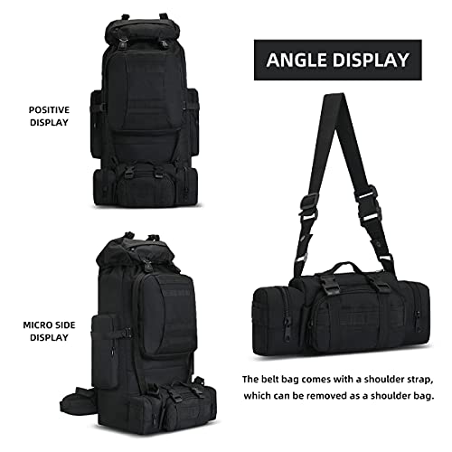 100L Camping Hiking Backpack,Molle military Tactical rucksack backpack,Waterproof Lightweight Hiking Backpack (Black) - color: Black