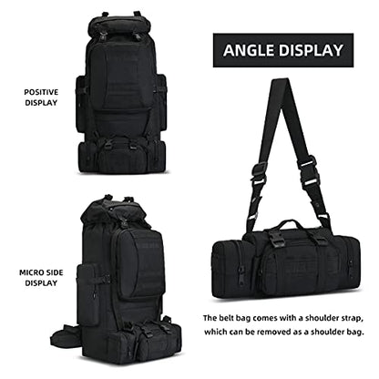 100L Camping Hiking Backpack,Molle military Tactical rucksack backpack,Waterproof Lightweight Hiking Backpack (Black) - color: Black