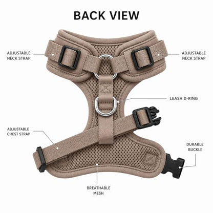 Premium No-Pull Dog Harness Soft Neoprene & Breathable Mesh Vest with Front & Back Clip D-Rings Adjustable Lightweight Walking Harness for Puppies, Small & Medium Dogs (Brown Taupe Snake, S) - color: Brown Taupe Snake, size: S: Neck=13.8-17.3''/Chest=16.1