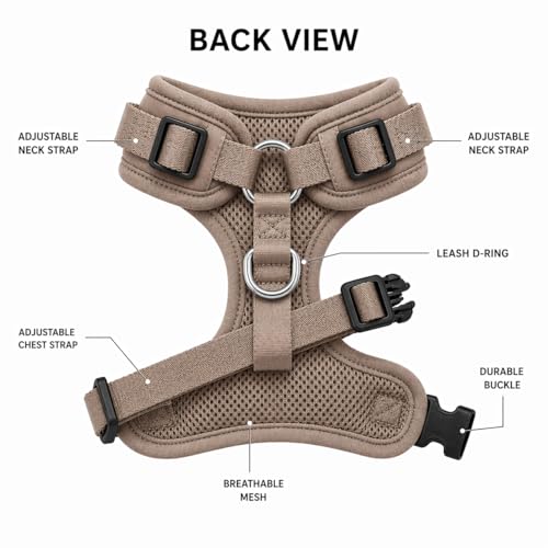 Premium No-Pull Dog Harness Soft Neoprene & Breathable Mesh Vest with Front & Back Clip D-Rings Adjustable Lightweight Walking Harness for Puppies, Small & Medium Dogs (Brown Taupe Snake, L) - color: Brown Taupe Snake, size: L: Neck=16.5-22''/Chest=22.4-3