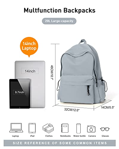 BJLFS Blue Simple School Backpack for Girls Boys, Waterproof Bookbag for Women Men, College Student School Bag, Lightweight Travel Rucksack Casual Daypack, Laptop Backpacks - color: Small Blue