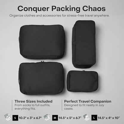 July Packing Cells, 4 Set Packing Cubes, Luggage Organizer Bags, Charcoal - color: Charcoal