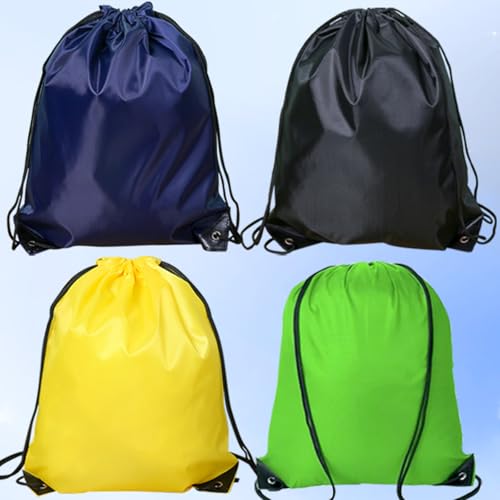 Drawstring Backpack 4PCS Bulk String Backpack Drawstring Bags Sport Gym Cinch Bag Nylon String Bag for Women Men (4PCS) - color: 4 Colors Style 1