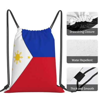 Philippines Flag Drawstring Bag Sport Gym Backpack Beach Travel Sack Draw String Yoga Bag For Men Women - color: Philippines Flag