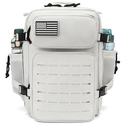 QT&QY 25L/45L Military Tactical Backpack For Men Molle Daypack 3 Day Bug Out Bag Hiking Rucksack With Bottle Holder - color: 25l White