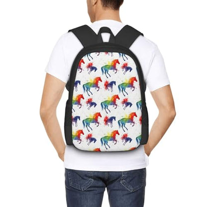 Slim Anti Theft Laptop Backpack Horse Art Design, Large Volume Travel Daypack Durable Polyester Carry Bag for Office Business Outdoor Trekking - color: Design (903)