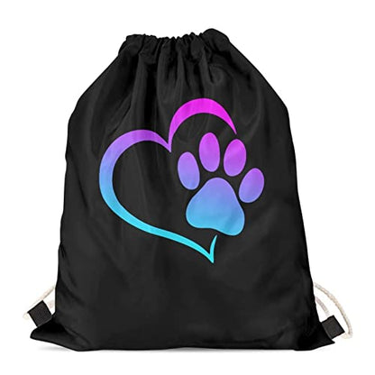Upetstory Dog Paw Print Drawstring Bag Gym Sackpack Sports String Backpack Gym Cinch Bags School Bookbag Lightweight Casual Daypack for Travel Holiday Hiking Camping Beach - color: Dog Paw Print