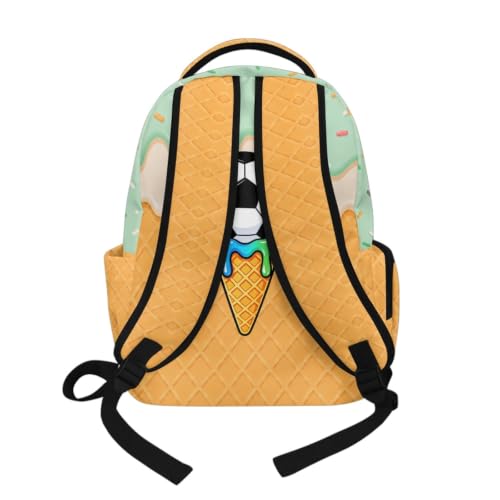 Suobstales Soccer Ice Cream Drip Print 17 Inch Kids Backpack Lightweight Backpack Schoolbag for Boys Girls, Large Capacity Bookbag Daypack with Adjustable Padded Straps for Middle High School College - color: Soccer Ice Cream Drip