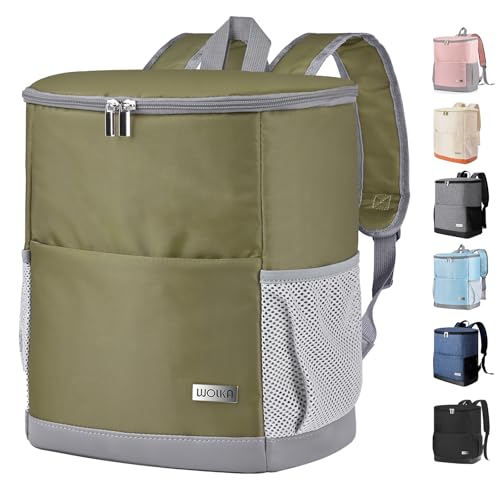 Insulated Cooler Backpack Outdoor - Leak Proof Backpack Cooler 30 Cans, Waterproof Lightweight Cooler Bag for 12h Hot/Cold Retention - Soft Cooler for Travel, Camping, Beach, Lunch - color: Olive-Green