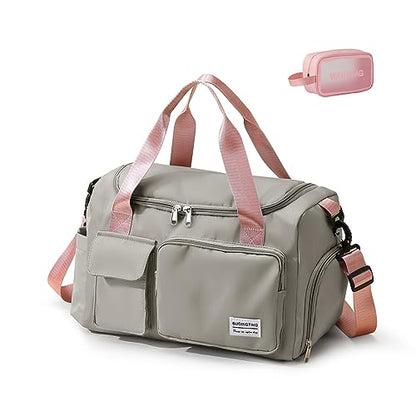 Small Gym Bag for Women, Travel Duffle Bag Carry On Weekender Bag with Shoe Compartment - color: 03#Grey, style: Gym Bag&toiletry Bag