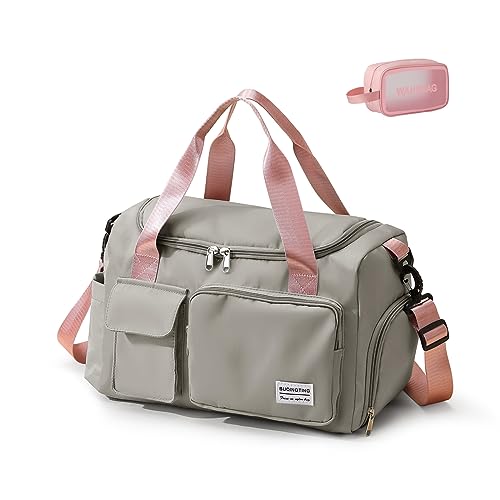 Small Gym Bag for Women, Travel Duffle Bag Carry On Weekender Bag with Shoe Compartment - color: 03#Grey, style: Gym Bag&toiletry Bag