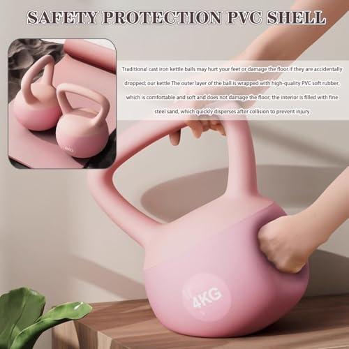Kettlebell Weights Beginner Fitness Exercise Soft Kettle Bells, Women's Weight Loss Training Dumbbell, Anti-Slip Handle, Vest Line/Peach Buttocks(Yellow,4kg) - color: Yellow
