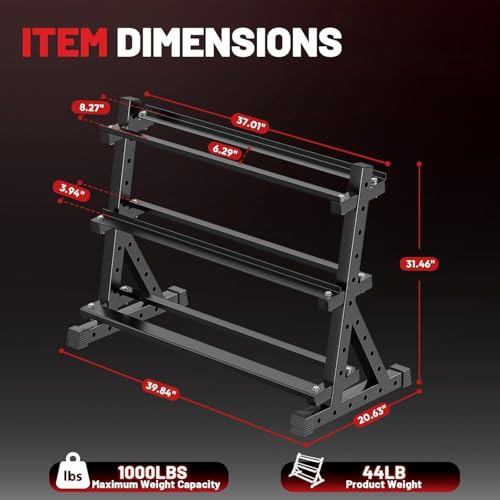 PAPABABE Hex Dumbbell Set with Rack, Rubber Encased Free Weight with Weight Storage Racks, Multiple Weight Options for Home Gym and Fitness - style: 720LB with 3-Tier Weight Rack