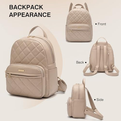 Marvolia Mini Backpack Vegan Leather Small Backpack, Khaki - color: Khaki, size: Small