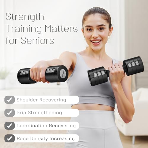 EAST MOUNT Adjustable Dumbbells 5 lb Dumbbells Set of 2 / Pair 10 lb Total Free Weights 6 in 1 Women Hand Weights for Home,Office,Gym Exercise Training 2lb 3lb 4lb 5lb Fast Adjust - color: Black