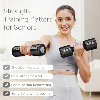 EAST MOUNT Adjustable Dumbbells 5 lb Dumbbells Set of 2 / Pair 10 lb Total Free Weights 6 in 1 Women Hand Weights for Home,Office,Gym Exercise Training 2lb 3lb 4lb 5lb Fast Adjust - color: Black