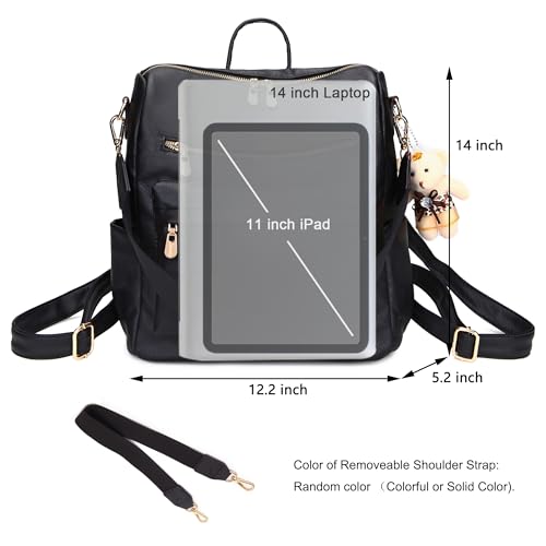 Soperwillton Women Backpack Purse Multipurpose Design Handbags Shoulder Bag PU Leather Travel bag Backpack Set 2pcs - color: Z-black
