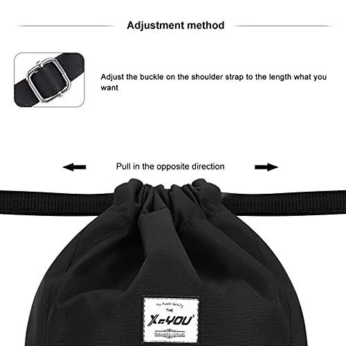 XEYOU Drawstring Sports Backpack Lightweight Gym Yoga Sackpack Shoulder Rucksack Casual Outdoor Daypack for Women and Men | Lightweight - color: Black