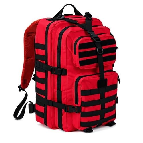 REEBOW GEAR Military Tactical Backpack for Men Large Army 3 Day Assault Pack Molle Hiking Daypack Bag (Red-black) - color: Red-black