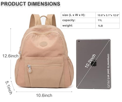 Pealwel Mini Backpack Purse for Women,Small Nylon backpacks for Ladies Backpacks Women Anti Theft Travel Bag (Khaki) - color: Khaki