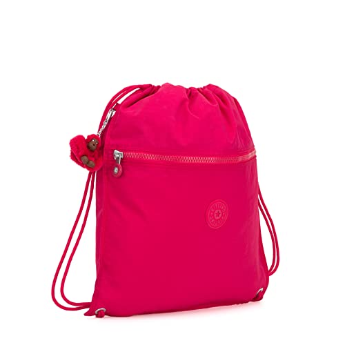 Kipling Women's Supertaboo Drawstring Bag, Strong, Colorful, Convenient, Polyamide Schoolbag - color: True Pink, size: 15.5''L x 17.75''H x 0''D