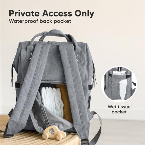 KeaBabies Baby Diaper Bag Backpack - Large Baby Bag for Boys, Girls, Waterproof Multi Function Travel Diaper Backpack with Changing Pad, Durable Travel Essentials for Moms and Dads (Classic Gray) - color: Classic Gray
