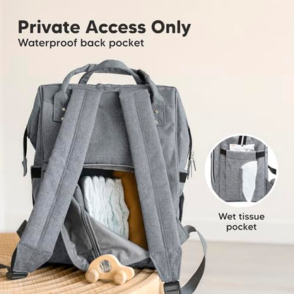 KeaBabies Baby Diaper Bag Backpack - Large Baby Bag for Boys, Girls, Waterproof Multi Function Travel Diaper Backpack with Changing Pad, Durable Travel Essentials for Moms and Dads (Classic Gray) - color: Classic Gray