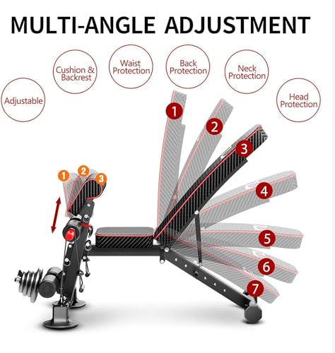 Adjustable Weight Bench Utility Workout Bench for Home Gym,Foldable Incline Decline Benches for Full Body Workout,Maximum Weight 600 Lbs