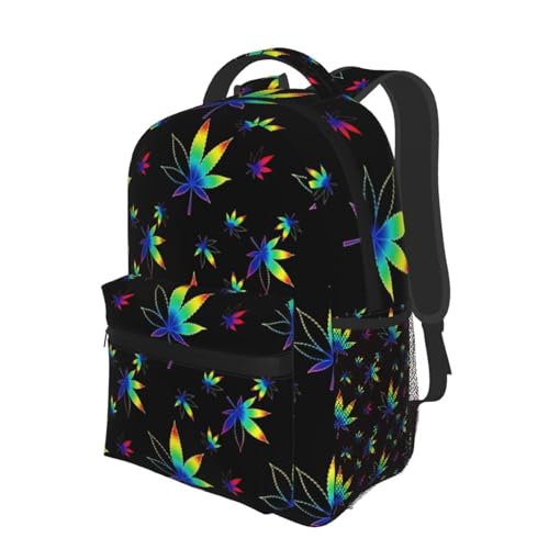 Stylish Commuter Backpack Trippy Weedleaf Leaf Black, Lightweight Laptop Daypack for Work Office Daily and Travel - color: Pattern (5)