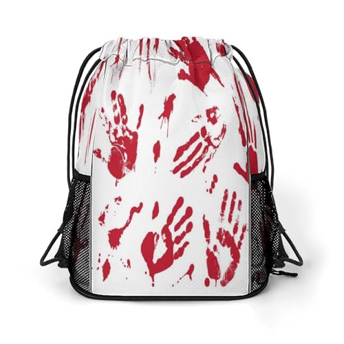Hand Skull Drawstring Backpack Gym Bag With Shoe Compartment String Bag Sport Beach Swimming Sackpack For Women Men - color: Hand Skull