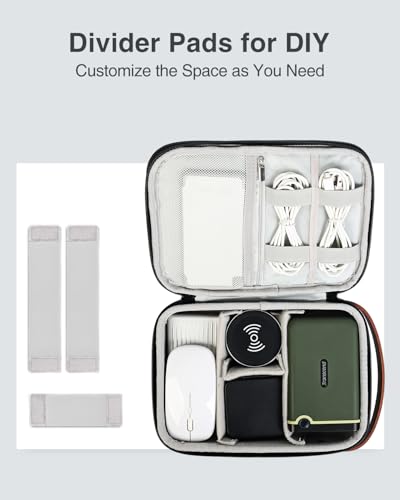 Luxtude Electronics Organizer Travel Case, Portable Tech Bag for Working/Travelling, Sturdy Hard Shell Zipper Cases for Charger/Mouse/Hard Drive, Case Only