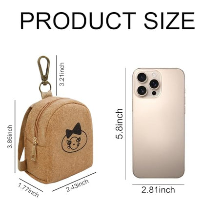 AIBFRID 4Pcs Mini Backpack Keychain,Cute Cosmetic Bag for Women,PU Leather Makeup Bag Key Pocket Lipstick Bag Card Holder Data Cable Organizer Zipper Pouch (Brown Kraft Paper) - color: Brown Kraft Paper