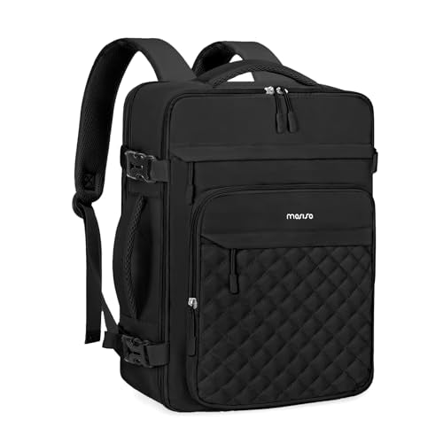 MOSISO Travel Backpack for Women Men, 17-17.3 inch Rhombus Quilted Laptop Backpack Flight Approved with Packing Cubes, Carry on Daypack with USB Port for College Work Business, Black - color: Black, size: 17.3 inch