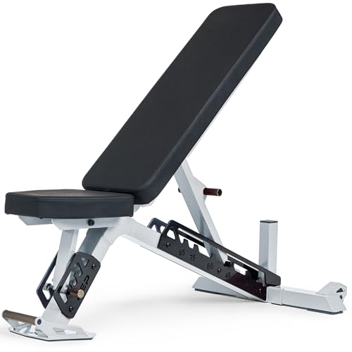 Rep Nighthawk Adjustable Weight Bench | Home Gym Incline Decline Flat Workout Bench | Heavy Duty Fitness and Strength Training Equipment | Foldable Space Saving Design - color: White