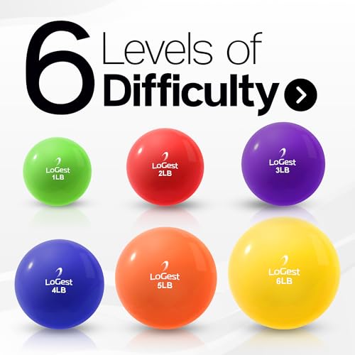 Logest Weighted Toning Exercise Balls Pair - Round Shape Medicine Ball - 1LB 2LB 3LB 4LB 5LB 6LB Available - Toning Muscle for Men & Women - size: Set - 1LB 2LB 3LB 4LB Pair (8 Balls Total)