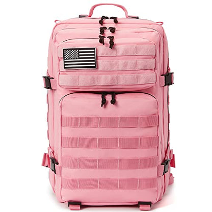 QT&QY 45L Military Tactical Backpacks Molle Army Assault Pack 3 Day Bug Out Bag Hiking Treeking Rucksack… - color: 3.3 Pink