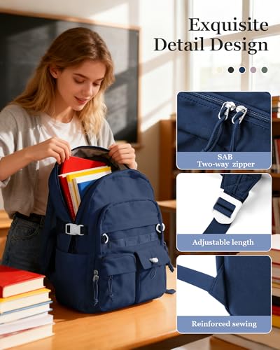 weradar High School Backpack For Women Men,Aesthetic College Backpack With Lots of Pockets,Lightweight Middle School Bag For Teens Girls Boys,Cute Bookbag(Blue) - color: A5- Blue
