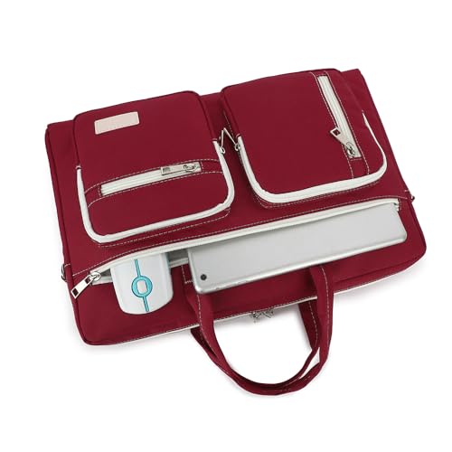 15-15.6 inch Laptop Shoulder Bag, for MacBook Pro 16, Hp Lenovo Dell 14 inch Waterproof Messenger Bag Case Sleeve (Wine red) - color: Wine Red