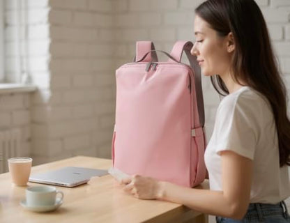 Tristan Home Minimalist Travel Backpack, Laptop Bag, Formal, Casual, Lightweight, Water-Resistant, Large (Pink) - color: Pink