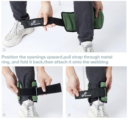 Sportneer Adjustable Ankle Weights for Women and Men 7 lbs/Pair Adjustable Leg Weights with Secure Straps, Strength Training Weighted for Yoga, Walking, Running, Aerobics, Gym, Physical Therapy - color: Olive