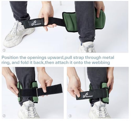Sportneer Adjustable Ankle Weights for Women and Men 7 lbs/Pair Adjustable Leg Weights with Secure Straps, Strength Training Weighted for Yoga, Walking, Running, Aerobics, Gym, Physical Therapy - color: Olive