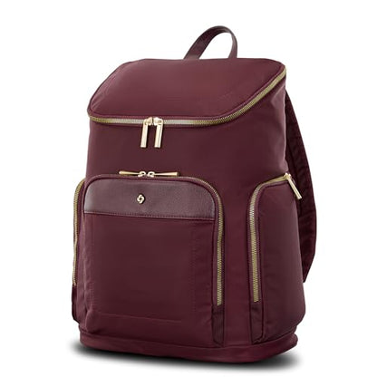 Samsonite Mobile Solutions 2 Deluxe Backpack, Laptop & Tablet Backpack with Padded Compartments, Front Zippered Pocket with Organizer, Water Bottle Pockets, StackIt™ Strap, Work & Travel Bag - Merlot - color: Merlot